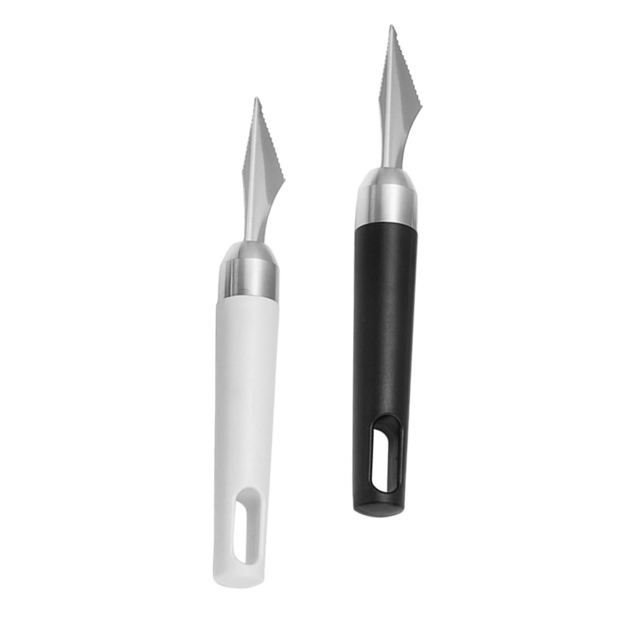 MOLUCKFU 2pcs Stainless Steel Fruit Cutters Melon Cutting Tool Set Fruit Carving Tools Long Handle for Safe Comfortable Use