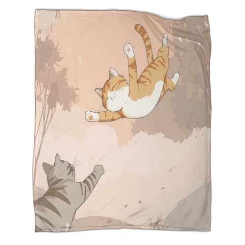 Plaid dessin animé chat doux grand format couverture de salon cocooning