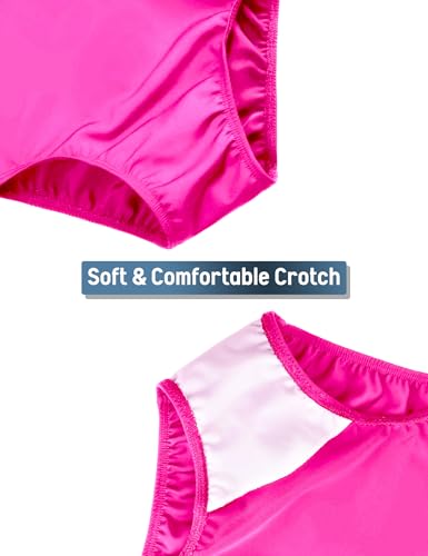 Image of Girls Swimsuits One-Piece Bathing Suits Multicolor Kids Back Cutout Summer Beach Swimwear for Water Sport