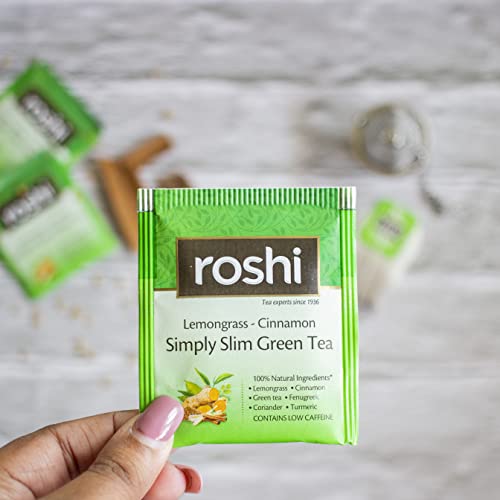 Image of Roshi SimplySlim Green Tea for Weightloss | 25 Teabags | Slimming Tea with Goodness of Lemongrass and Cinnamon for your Belly Fat loss & Fitness regime