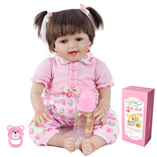 Reborn Baby Doll Realista Toddlers Renacer Muñecos bebé Vinilo de Silicona Suave Babies Niña Rosa Ropa Boca magnética Niños Juguetes 22 Pulgadas 55 cm