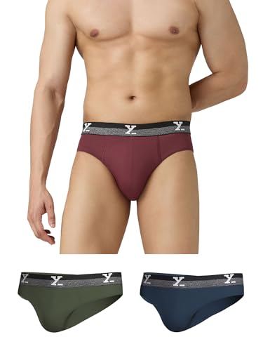 Image of XYXX Men's Aero 100% Super Combed Cotton Regular Fit Solid Anti Bacterial Briefs with No Marks Waistband (Pack of 3)