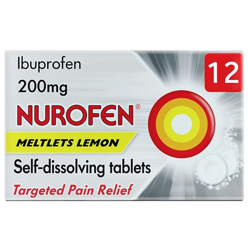 Nurofen Ibuprofen Meltlets, Lemon, 200mg, 12 Pack, Pain Relief, Migraine Relief, Headache Relief, Cold Medicine For Adults, Self Dissolving, Cold and Flu, Over-The-Counter Medication