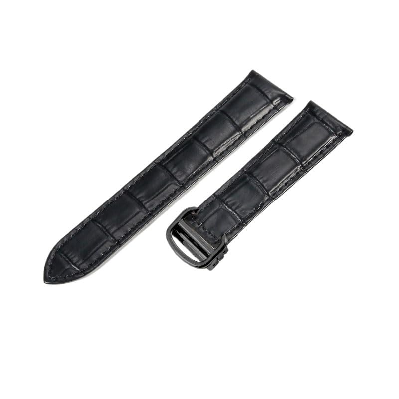 Bracelet de montre en cuir étanche pour Cartier Tank London Solo noir confortable 22mm