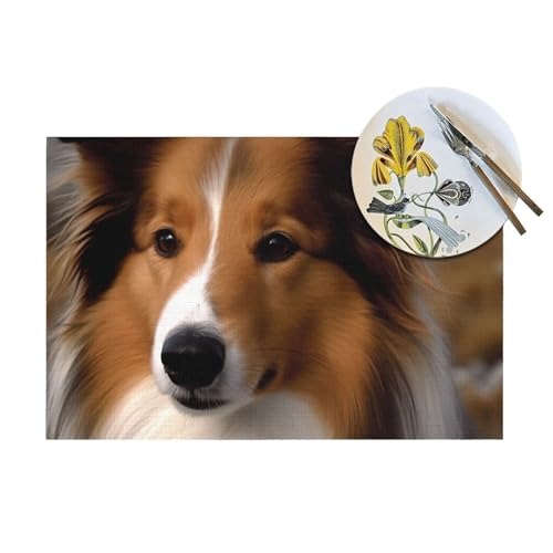 Set de table tissés Shetland Sheepdog résistant chaleur et lavable en PVC pour maison - 8