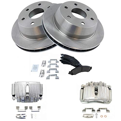 Image of TRQ Rear Brake Rotors Premium Posi Ceramic Pads & Caliper Kit for GM Truck