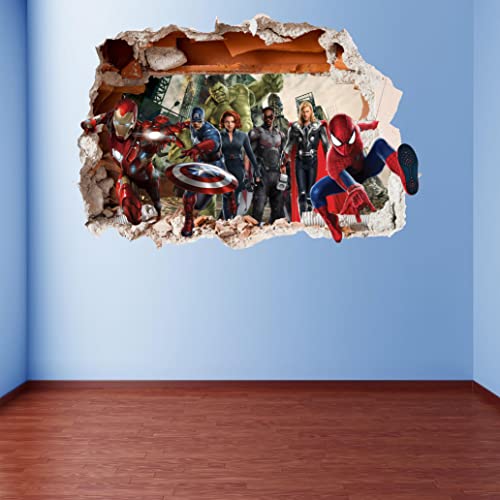 Wthh Superhero Wall Sticker Removable Vinyl Decal Boys Bedroom Kids Room Game Room Bathroom Wall Decor - 24" X 16" #TOP5