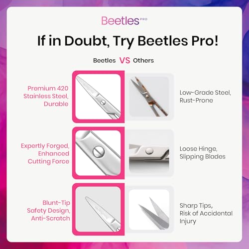 Image of Beetles Pro Curved Cuticle Scissors-Multi-Purpose Premium Stainless Steel Nail Scissors for Nail Paper Forms Stickers False Tips Manicure Art Tool Extra Sharp Blades Cuticle