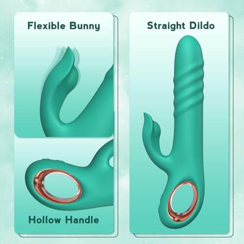 Image of Thrusting Vibrator Sex Toy for Women - G Spot Vibrator Clitoral Stimulator Dual Rabbit Dildo Vibrator with 10 Powerful Vibration 10 Thrust Modes, Adult Toy for Women