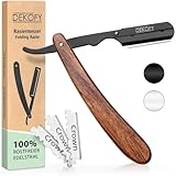 DEKOFY Premium Rasiermesser mit Holzgriff - Silber oder Schwarz - Einfache Handhabung für eine angenehme und präzise Rasur - inkl. Wechselklingen - Rasiermesser Herren, Rasiermesser Set