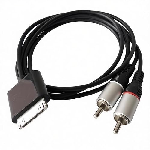 30-Pin Male Dock Connector Cable to 2RCA Audio Cable for iPod Phone Pad 5ft