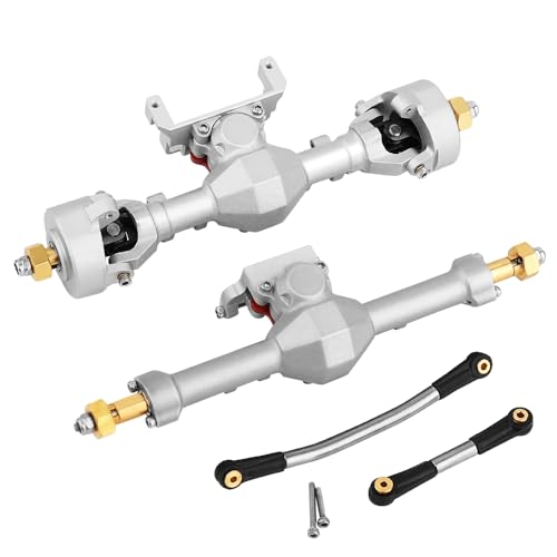 RZXYLRC SCX24 Front Rear Complete Axles 5mm Widened for Axial SCX24 Deadbolt C10 JLU Gladiator Bronco 1/24 RC Crawler Upgrades (Silver)