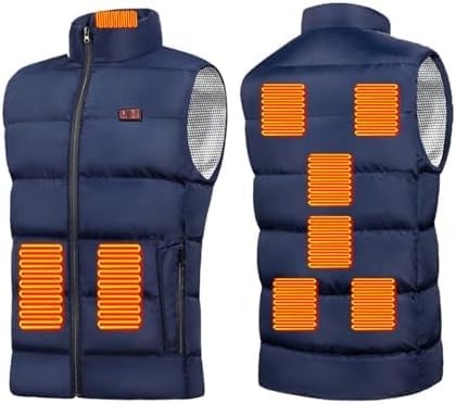 YZTTCD Chaqueta Térmica Para Hombre Chaleco Calefactable Con Carga USB, 9 Zonas de Calentamiento Chaleco Calefactable, Lavable Chaleco Calefactable (Sin Batería), Azul, M