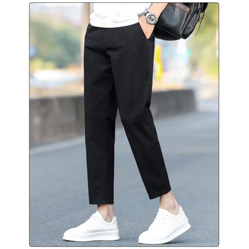 XYGJZ Mens Plain Comfort Work Office Business Cropped Pants Casual Flat Front Golf Pants2