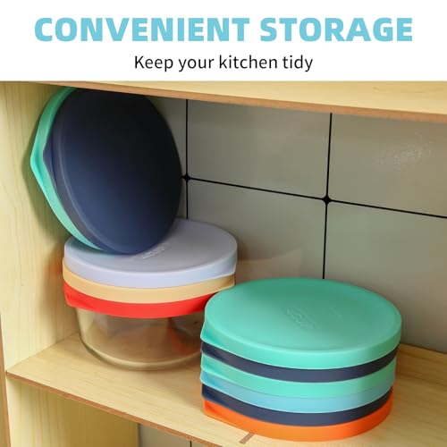 Replacement Lids for Pyrex 7202-PC 1 Cup, Silicone Round Storage Cover Lid for Anchor Hocking Glass Bowl 5 Pack Mixed Color - image 6