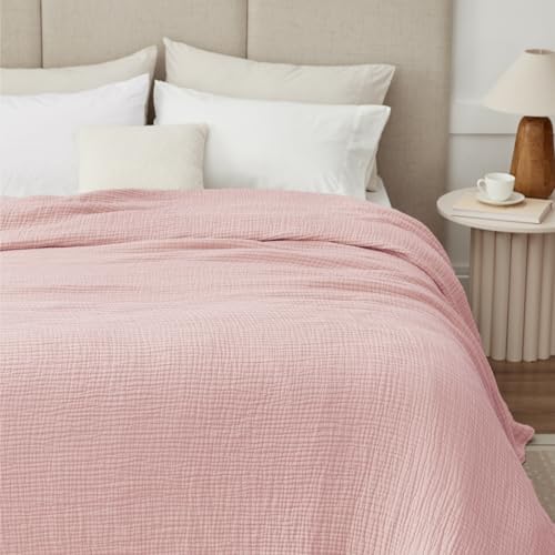 Image of 100% Cotton Muslin Blanket Twin 60 inch x 80 inch, Breathable and Lightweight Cotton Twin Blankets for Couch, Soft Cooling Summer Gauze Blanket for Adults All Season, Medium Grey