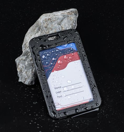 Dual Sided Window Vertical Hard Plastic Case Black Card Protective Pouch for Office School ID Credit Cards Proximity Key Cards Driver's License and Passes, 1 Pack4