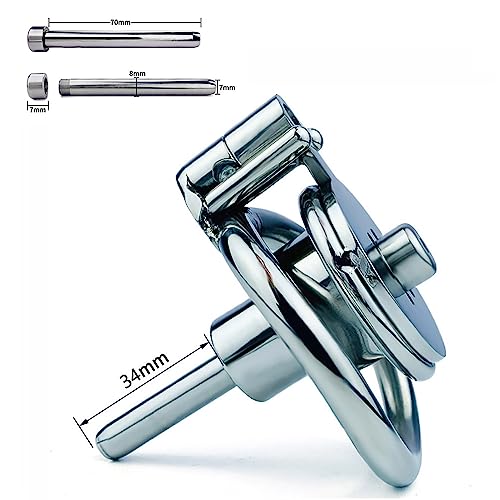 ステンレス鋼貞操帯 男性フラット貞操ロック シリンダーデザイン付き 貞操装置コックケージ エスケープ 貞操ケージ 拘束具 男性用BDSMゲームプレイセックスおもちゃ(45mm) - 画像4