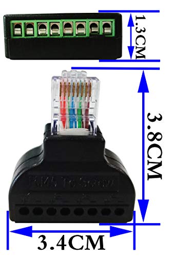 Zdycgtime Rj45 Male Plug To 8P 8C Female Bolt Screw Type Terminals Ethernet Gold Plated Net Network Plug Cable Av Cctv Utp Cat5 Cat6 Cat7 Connectors (1 Pack) #TOP1