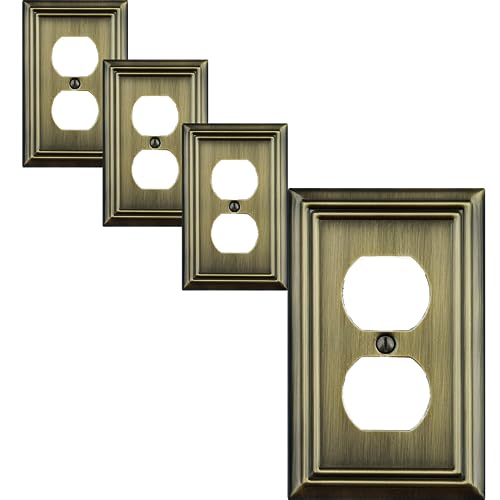 , 4- Pack Antique Brass Adler Metal Wall Plate 1 Gang, For Light Switch Cover, Receptacle Light Switch, Switch Cover Decorative Wallplate, Durable