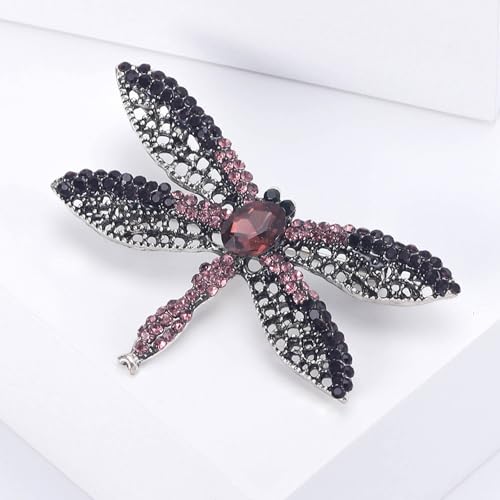 Image of Dragonfly Brooch Rhinestone /Enamel Dragonfly Brooches Lapel Pin for Women Elegant Outfits Dragonfly Jewelry Gifts