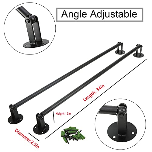 Myoyay Corner Garment Rod 34In 2 Pack Industrial Pipe Clothes Hanging Bar Angle Adjustable Wall Mounted Clothes Rack Black Space Saving Metal Dryer Rails #TOP2