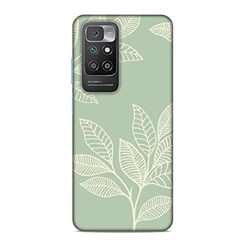 Image of Printed Mobile Back Hard Case Cover for Xiaomi Redmi 10 Prime | Leaves, Sketch, White Leaves A-2192
