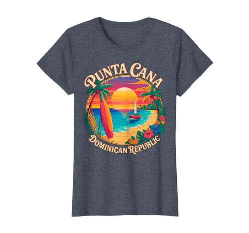 Punta Cana Dominican Republic Vacation T-Shirt, Women, Heather Blue, Large