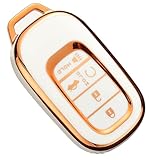 Cacacar for Honda Key Fob Cover, Compatible with Accord Civic Pilot CR-V HR-V Passport Premium TPU Key Fob Case Remote Smart Car Key Protector（A-Ivory）