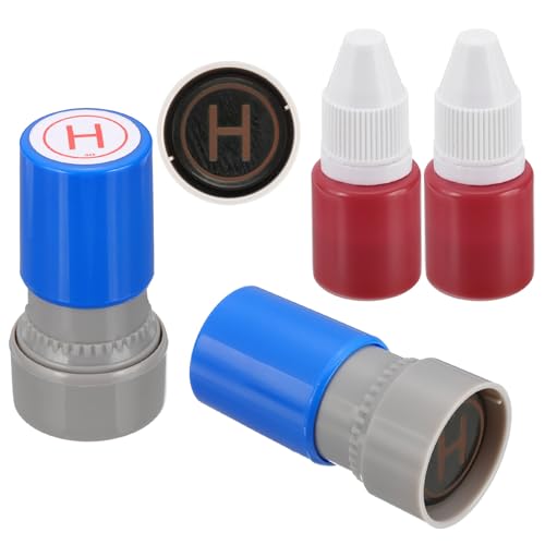 PATIKIL Letter Stamps Self Inking, 2Pcs Alphabet H Character Teacher Ink Initial Stamp with Refill Ink for Class Notebook Scrapbooking DIY Craft, Blue