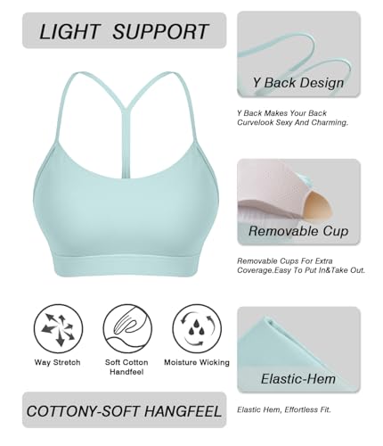 Image of Sports Bra for Women Low Impact Racerback Workout Bras Sexy Thin Straps Yoga Sport Bras with Removable Pads