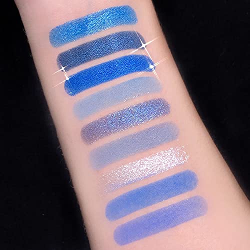 Yeweian Blue Eyeshadow Palette, 9 Colors Glitter Matte Eyeshadow Makeup Palette,Silver Grey Smokey Eyeshadow Palette Highly Pigmented Waterproof Eyeshadow Pallete For Girls And Women #TOP5