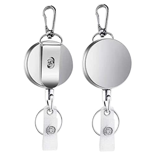 2 Pièces Porte-clés Rétractables Porte-badge Mousqueton Robuste Porte cle Infirmiere Badge Reel Retractable pour des Cartes d'identité avec Porte-clés Clip de Ceinture et le Crochet de Serrage Cover