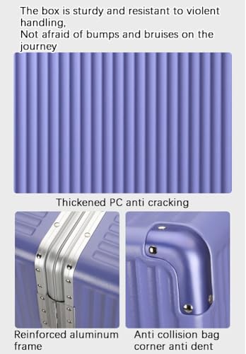 20 inch Cabin Suitcase Aluminum Frame Suitcase Cabin Luggage Silent Spinner Wheel Wide Trolley Suitcase Trolley Suitcase Men,Purple,XL3