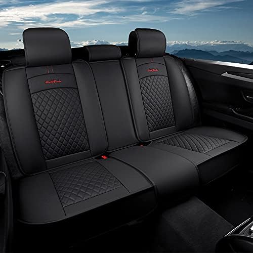 GIANT PANDA Rear Car Seat Cover Luxury Faux Leatherette Bench Seat Cushion Cover Solid Black, Fit Most Cars SUV Pick-up Trucks