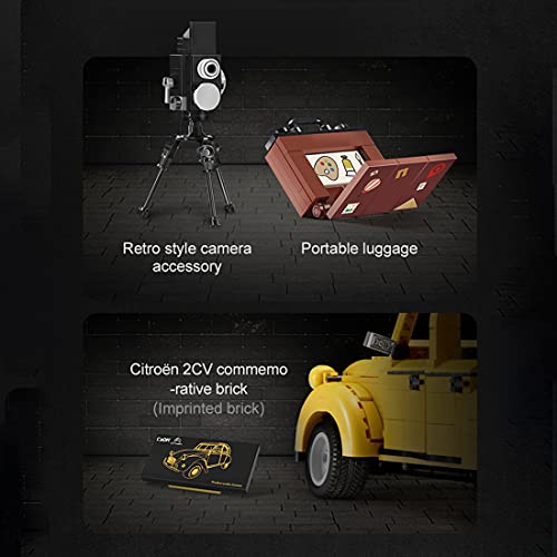 OWEN CADA Technik Auto für Citroen 2CV, 1:12 Bausteine Auto C61026W mit Fernbedienung & Motor, Classic Sports Car… – Bild 7