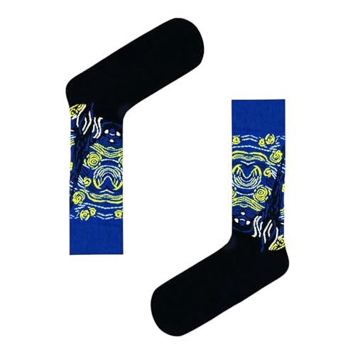 Starry Night Van Gogh Art Socks Gifts Novelty Famous Artist Unisex Premium Cotton