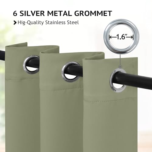 Image of COSVIYA Grommet Room Darkening Light Sage Curtains 63 inch Long for Bedroom | Light Blocking Insulated Thermal Curtains for Living Room, Blackout Thick Polyester Window Drapes,42x63 inches, 2 Panels