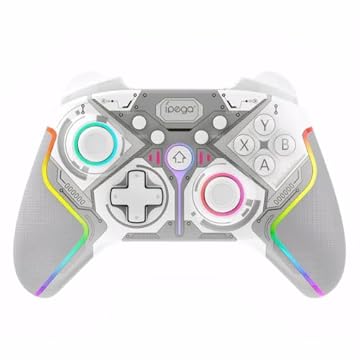 ipega Controle PC Sem Fio – Controle para PC Compatível com Windows,Steam,Switch, PS3, PS4, Android e iOS, RGB Lights, 2 Botões Programáveis e Vibração Ajustável (Branco)
