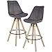 FineBuy Ensemble de 2 tabourets de Bar en Bois de Velours Gris | Design Moderne avec Dossier | Chaise de Bar Design rétro scandinave 2 pièces | Bar Hauteur du siège de selles 77 cm