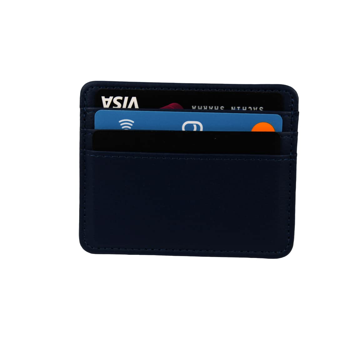 Blue Slim Leather with Cash Slots Debit/Credit (Unisex) 4 Slots Card Holder-image-20