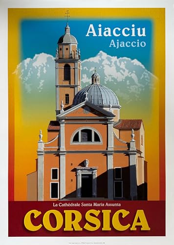 Affiche Ajaccio Santa Maria Assunta poster d'art 50x70cm aux finitions graphiques épurées