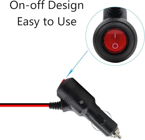 GTIWUNG 2 Piezas 12/24V Cable de Extensión para Mechero de Coche 14AWG 57CM, Encendedor de Cigarillo Macho, Toma de Mechero para Coche, Enchufe Mechero Macho con Interruptor - imagen 4