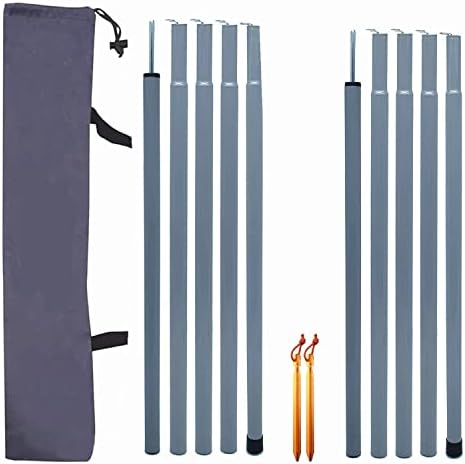 Tent Tarp Poles Set of 2, Folding Adjustable Dual Size Tent Accessories for Rain Fly Awning Caravan Headroom Canopy Porch Sun Sails