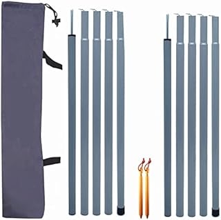 Tent Tarp Poles Set of 2, Folding Adjustable Dual Size Tent Accessories for Rain Fly Awning Caravan Headroom Canopy Porch Sun Sails
