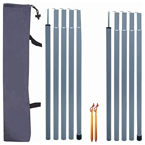 COADILNIO Tent Tarp Poles Set of 2, Folding Adjustable Dual Size Tent Accessories for Rain Fly Awning Caravan Headroom Canopy Porch Sun Sails Cover