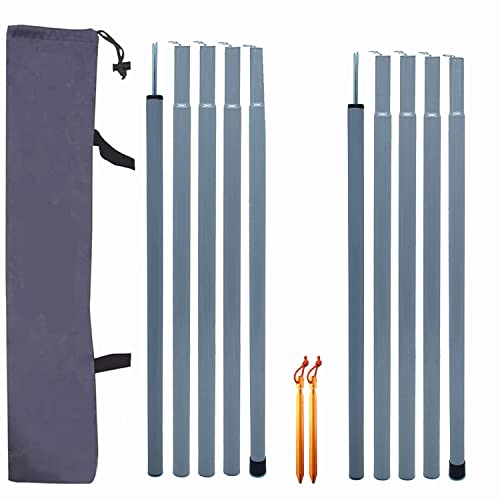 COADILNIO Zeltplanenstangen 2er Set, faltbar, verstellbar, Doppelgröße, Zeltzubehör für Regenfliegenmarkise Wohnwagen Kopfraum Vordach Veranda Sonnensegel Cover
