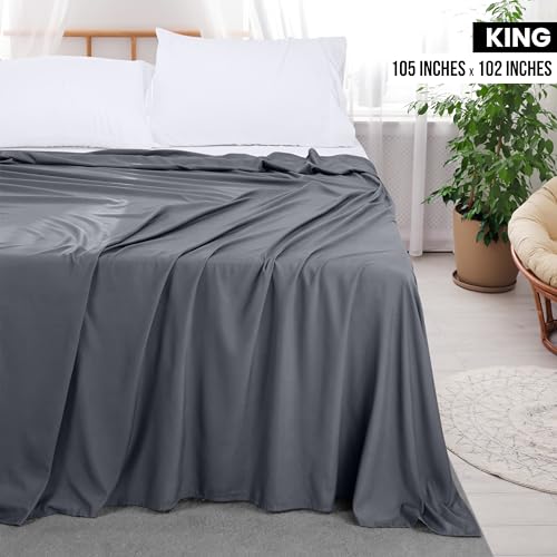 Utopia Bedding Flat Sheet - Soft Brushed Microfiber Fabric - Shrinkage & Fade Resistant Top Sheet - Easy Care - 1 Flat Sheet Only (King, Grey)