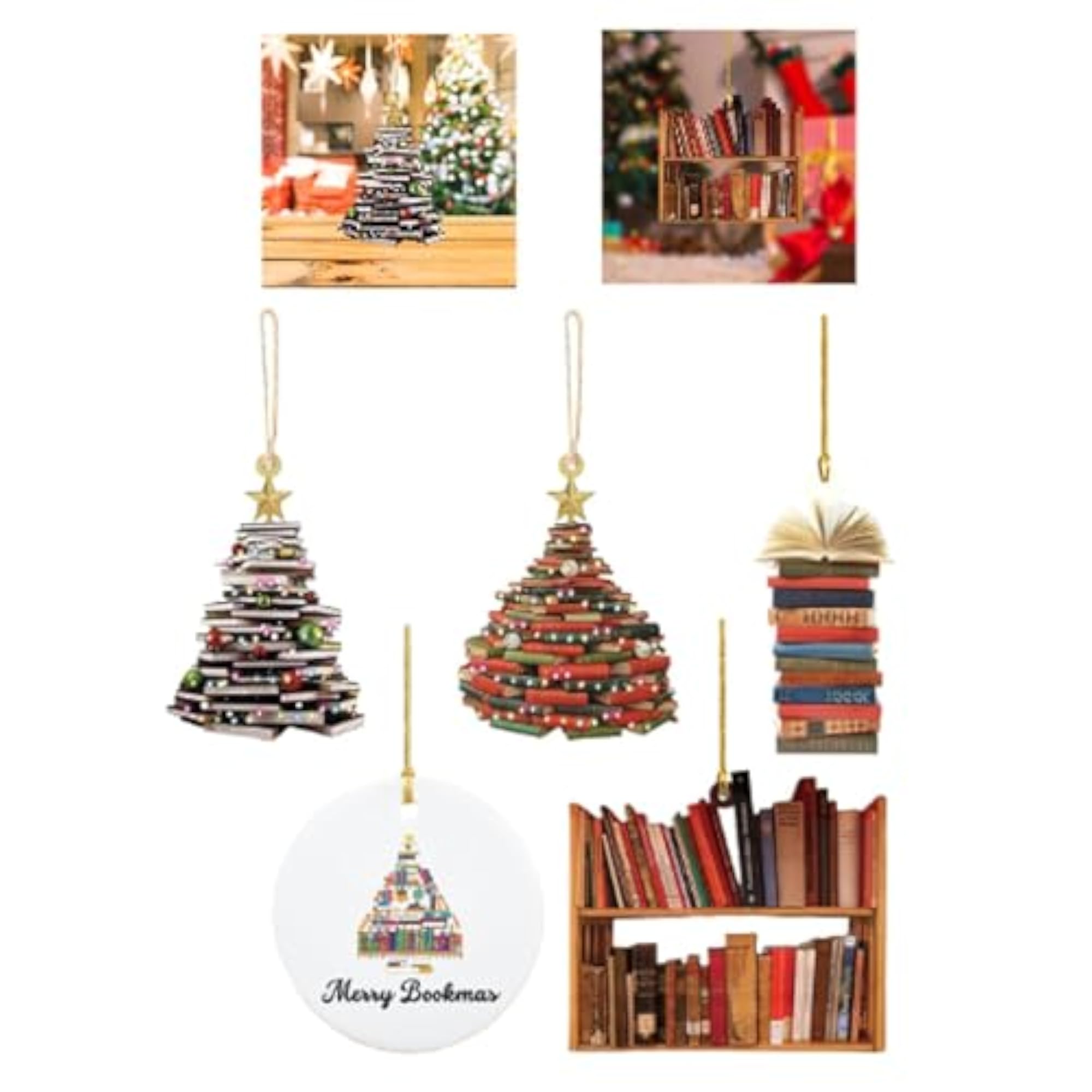 Book Christmas Tree Decoration for Book Lovers, Office Gifts