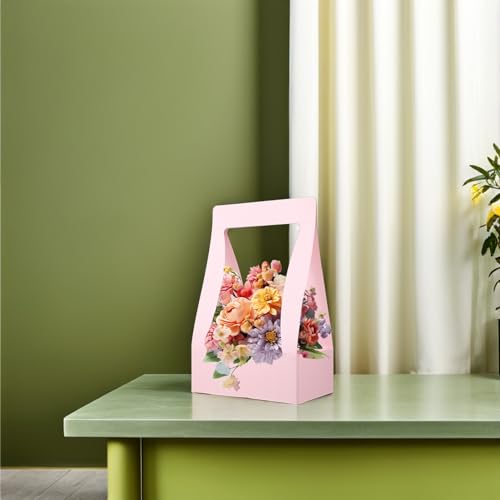 Boîtes à Bouquets de Fleurs Cabilock, la Solution Stable pour Transporter Vos Fleurs en Papier Rose